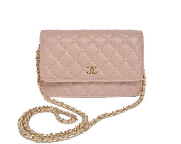 Best Chanel Lambskin Leather Flap Bag A33814 Pink Gold On Sale